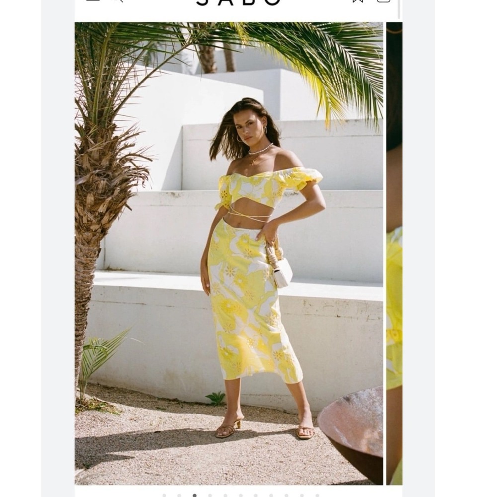 Sabo Floral Yellow Midi Skirt